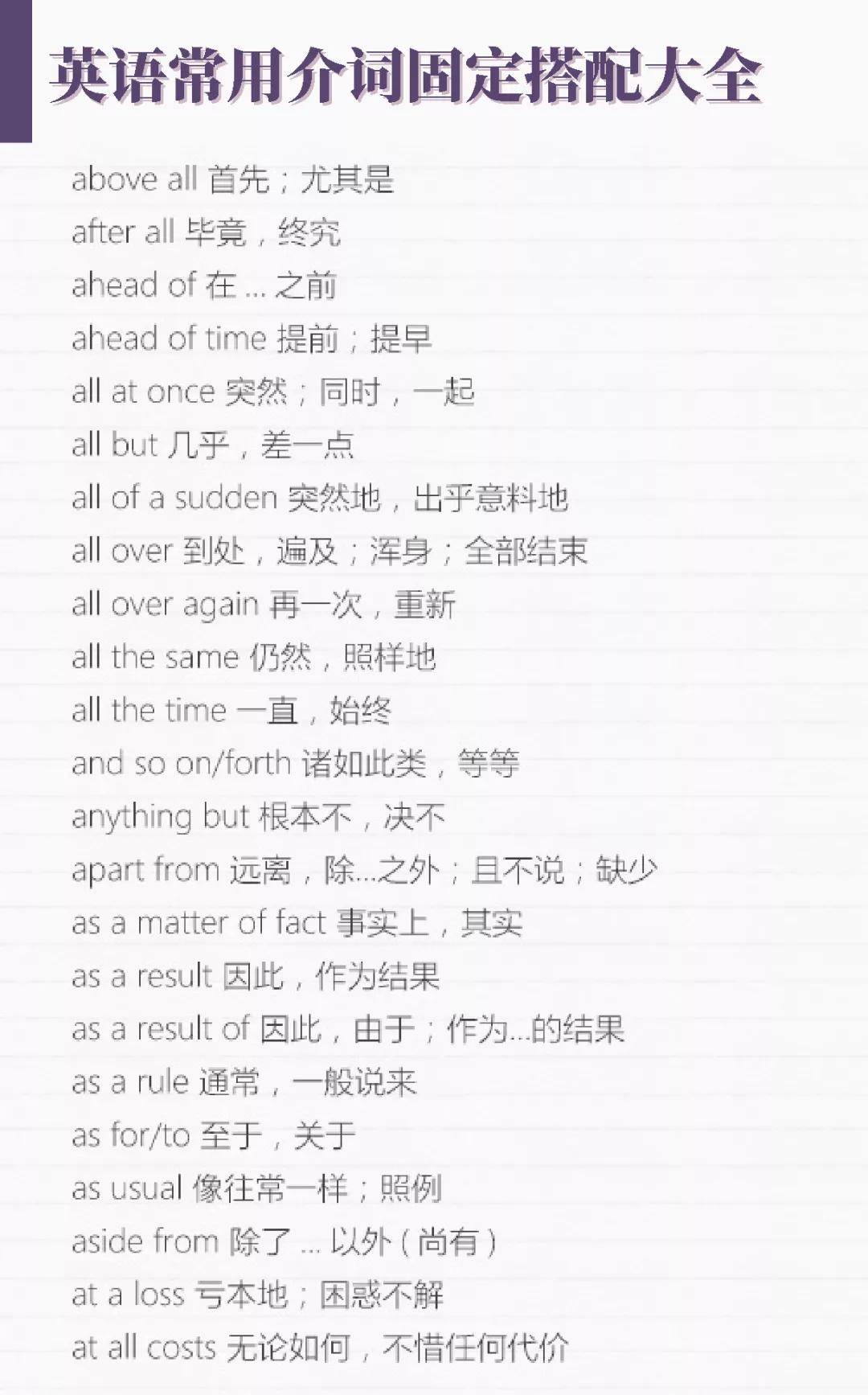 纯干货！英语常用介词固定搭配大全[推荐]！_搜狐网