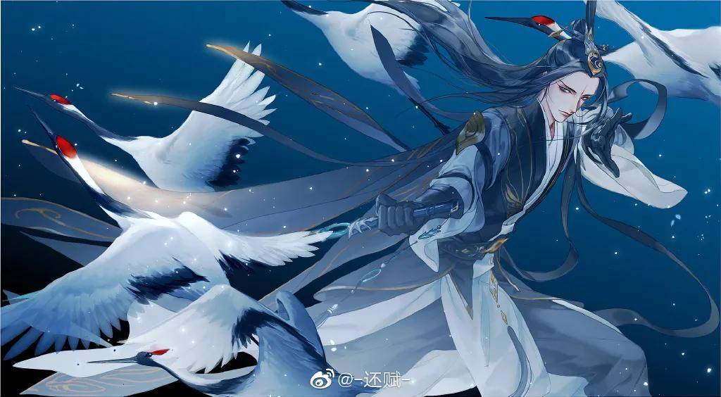 古风蓝色系清冷男子_侵权_图片_江湖