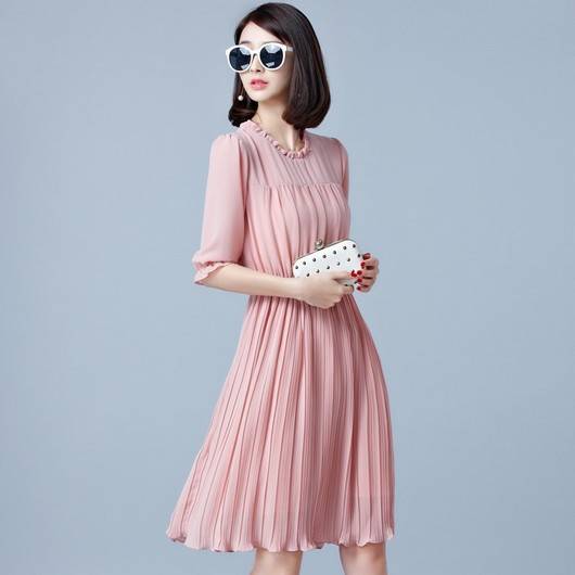 反转 服装印花蕾丝边拼凑长连衣裙