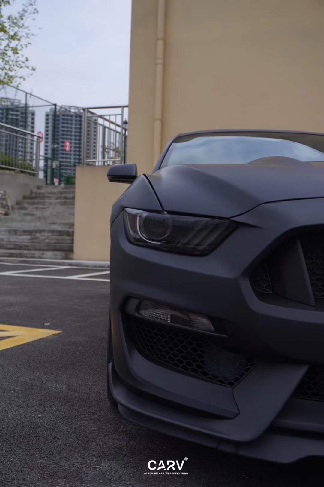 福特野马卡孚carv改色膜消光黑