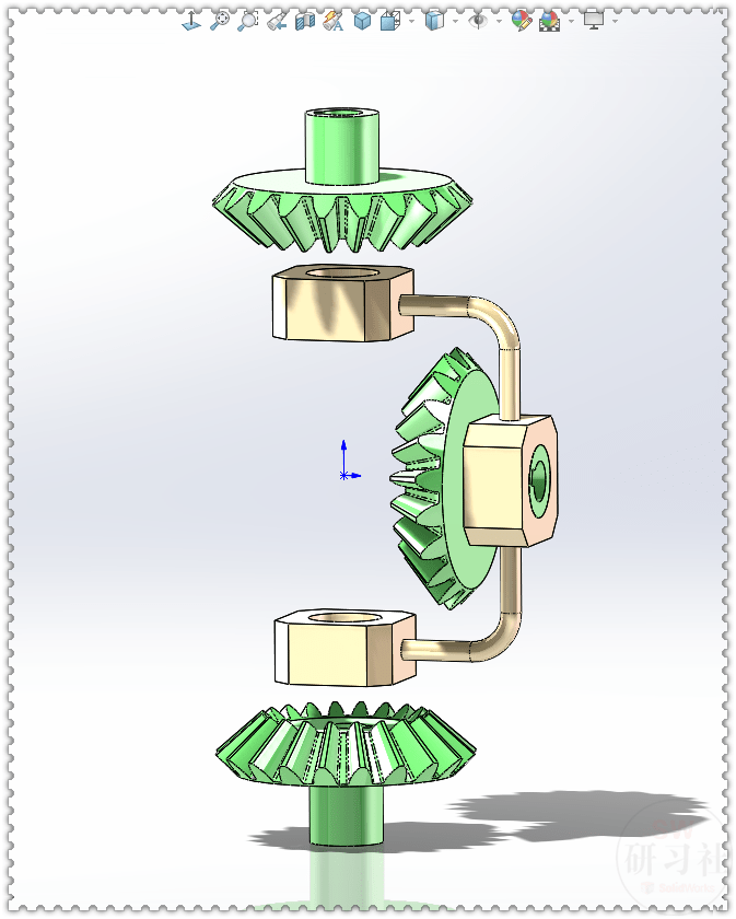 用solidworks制作的锥齿轮同轴反转机构