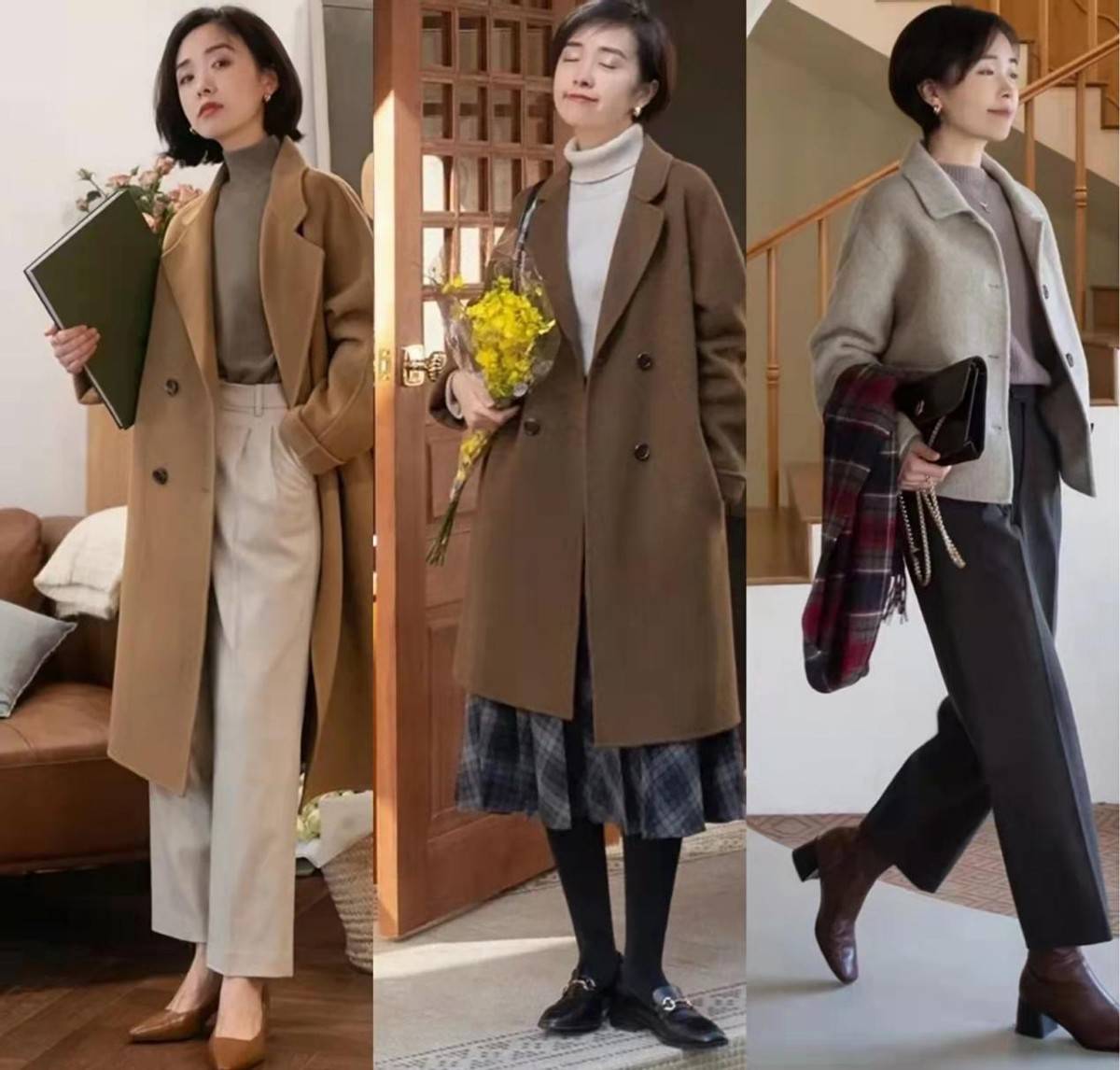 整体 “呢大衣+5类打底毛衣”,身高不足1米6的女人,冬季建议这样穿