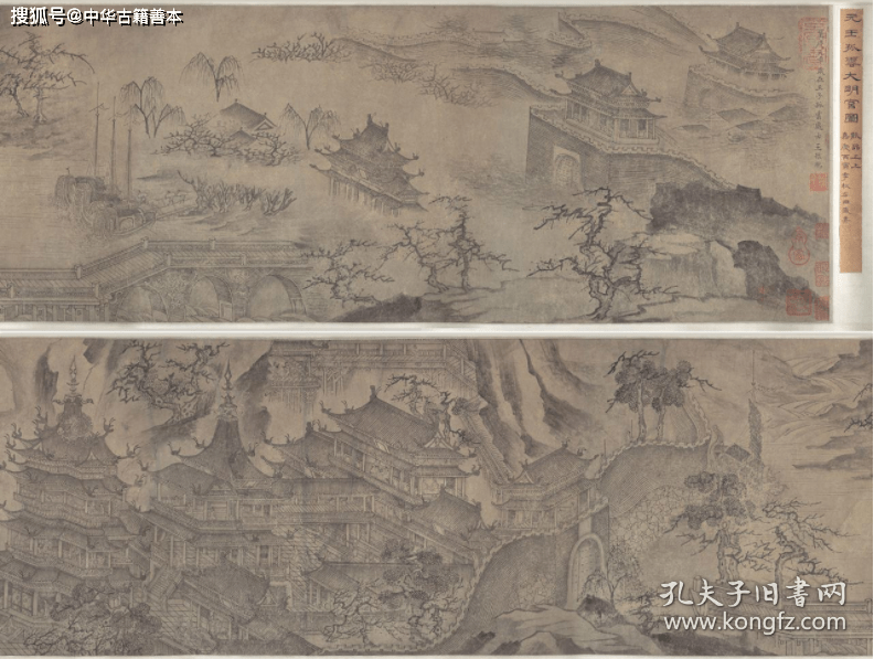 图卷|大明宫图卷：元代界画第一人王振鹏绘，重现唐代大明宫的恢弘壮丽