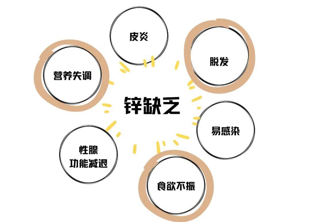 人体锌缺乏的症状和体征包括营养失调,皮炎,脱发,食欲不振,易感染和