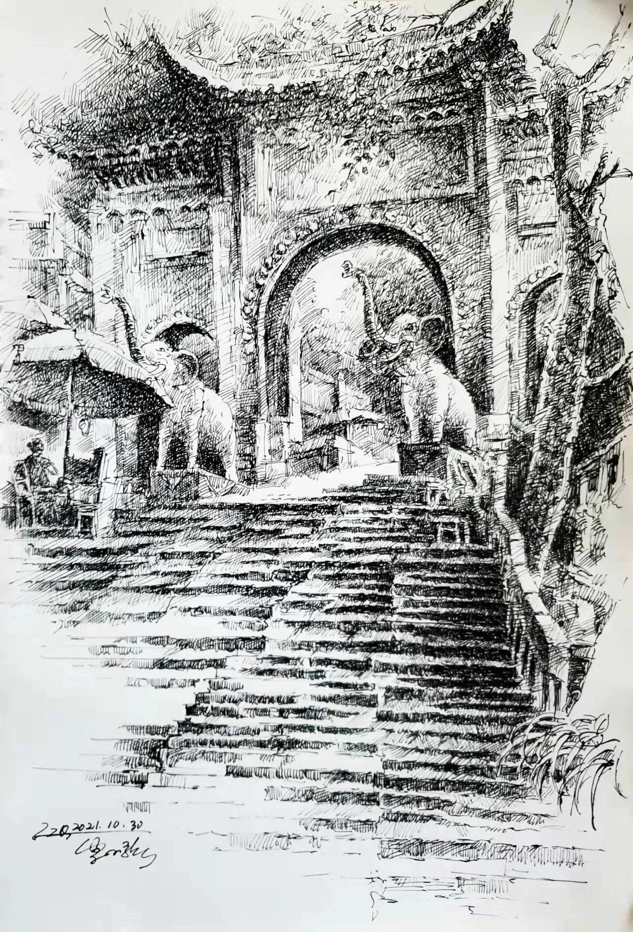 李正强先生部分写生照片分享:欢迎加入幸福原创画吧一起交流学习!