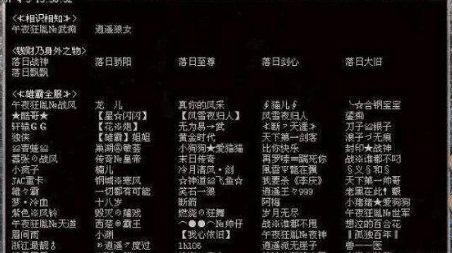 传奇游戏行会统一名字