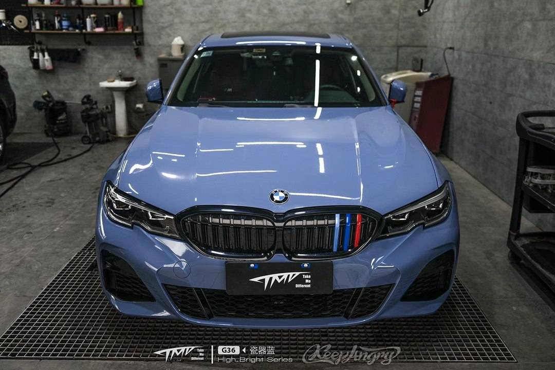 tmd潮牌改色膜宝马3系瓷器蓝