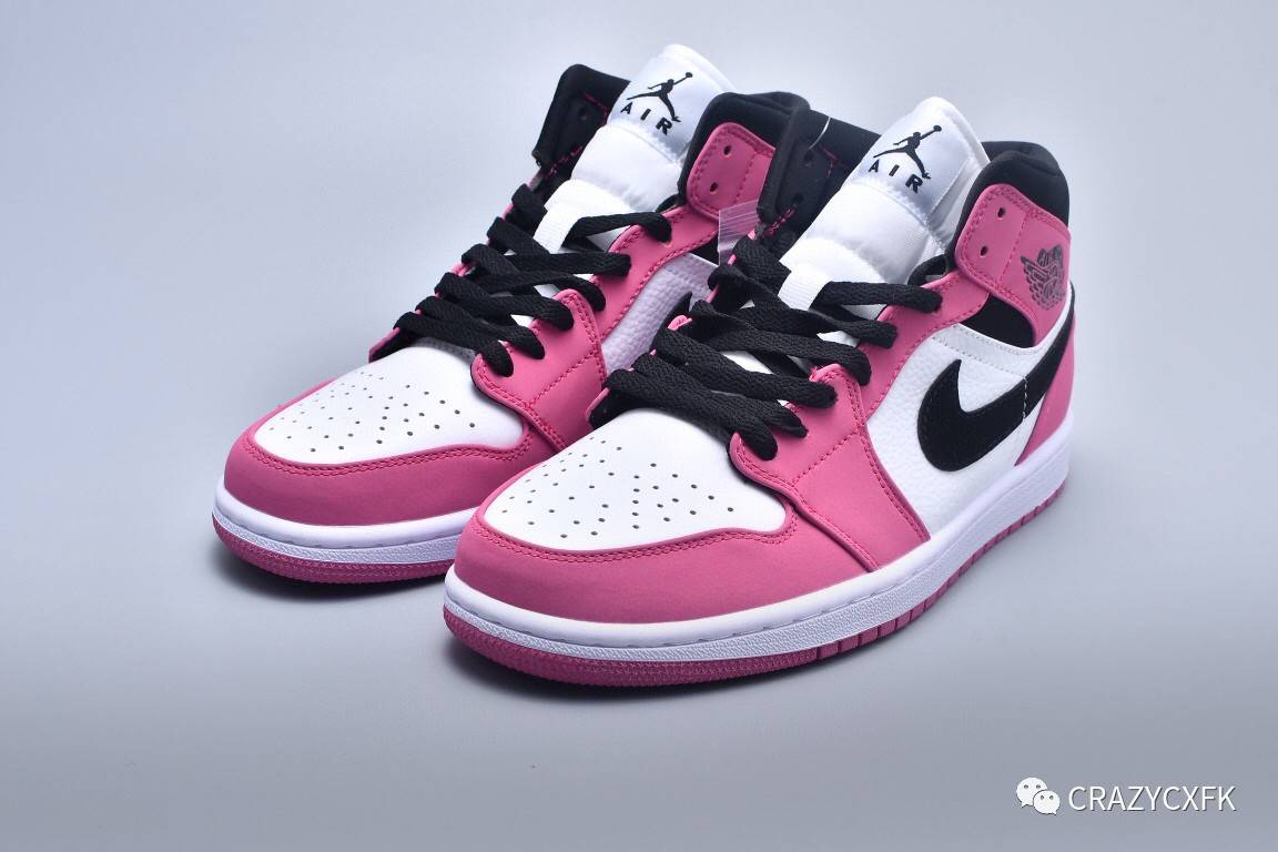 乔丹air jordan 1 mid berry 浆果粉中帮篮球鞋_swoosh_粉色_皮革