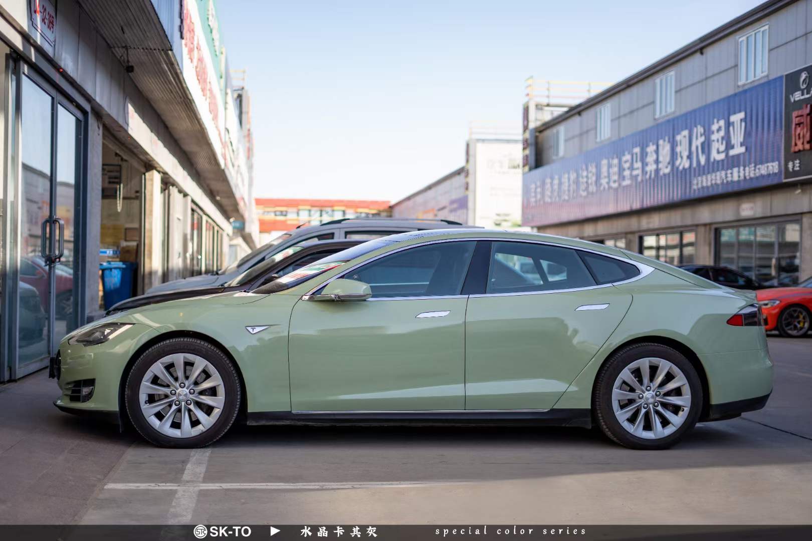 skto改色膜特斯拉model3水晶卡其灰极致追求炫彩一生