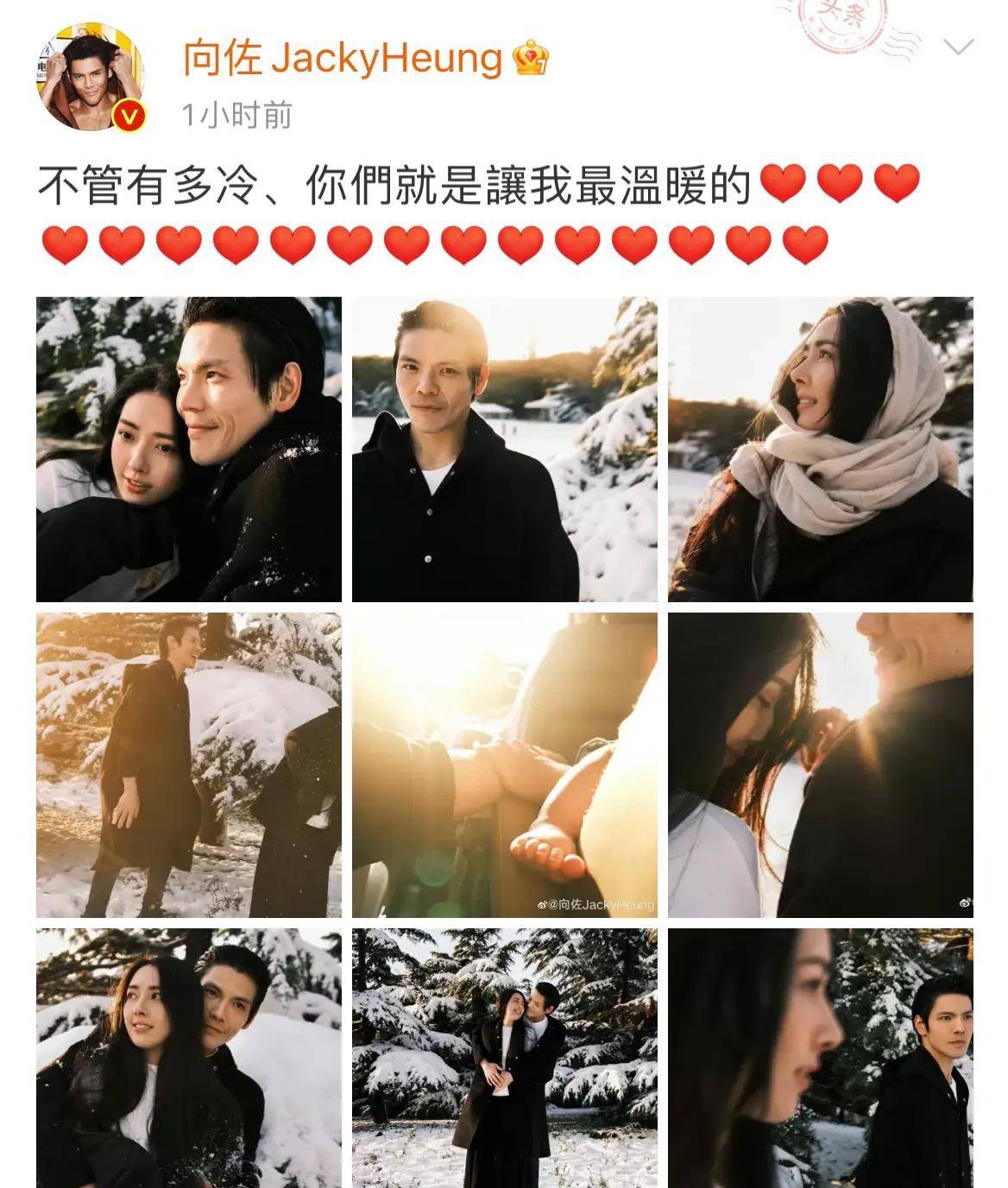 向太 向佐晒与郭碧婷雪地大片，两人幸福相拥超甜蜜，侧面证实有好消息