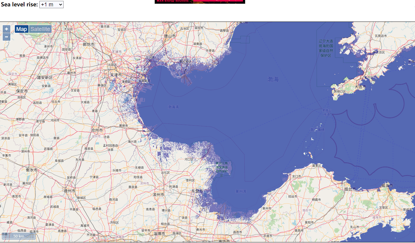 海水上升20米地图图片