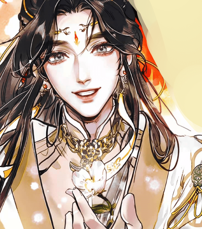 灰灰放出花城正脸,"鳕鱼弹花"正式换号了,精心打扮耳环好美_漫画_谢怜