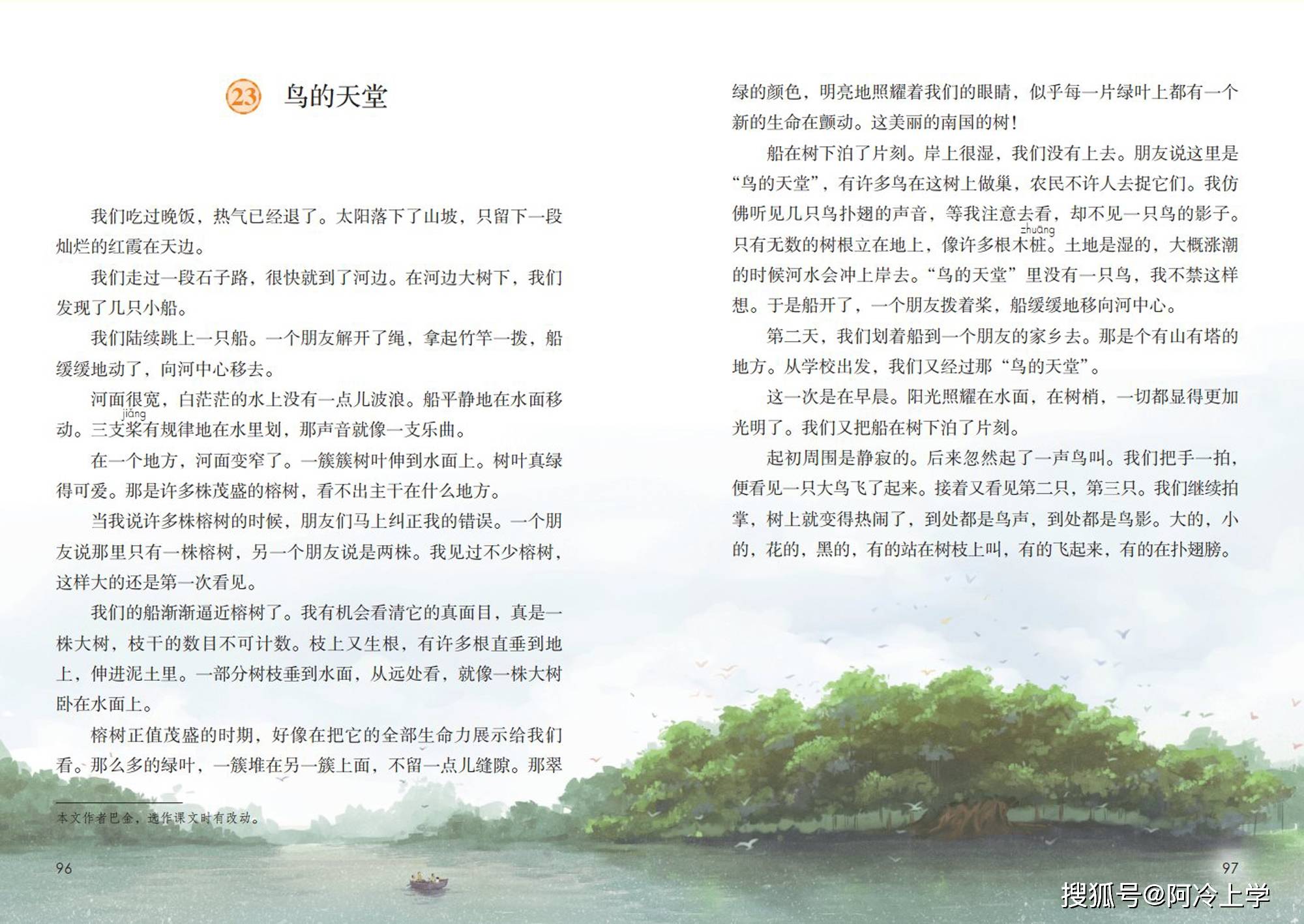 五年级上册《鸟的天堂》复习要点:按照要求学习文章,有训练重点_课文
