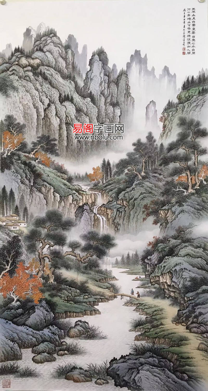 周金山工笔山水画典雅静谧脱俗流韵