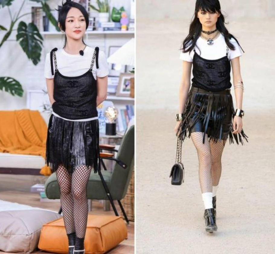 黑色 周迅穿6万的香奈儿现身节目，却显小肚腩身材，穿得贵反而翻车了