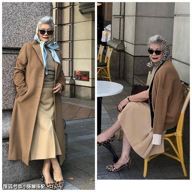 套装 80岁微胖奶奶老去之后照样时髦,满头白发也能穿出优雅气场