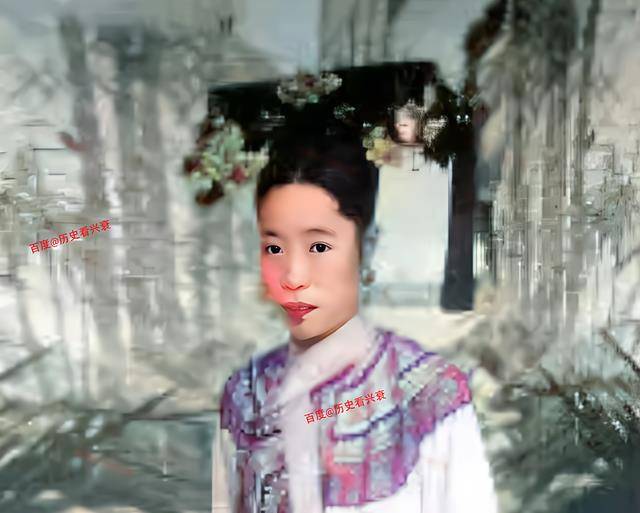 照片中是叶赫那拉·桂祥的大女儿叶赫那拉·静荣,不论是从年龄还是