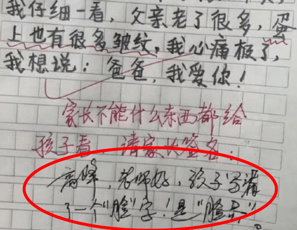 原創小學生作文我的爸爸不小心寫錯一個字弄得老師臉通紅