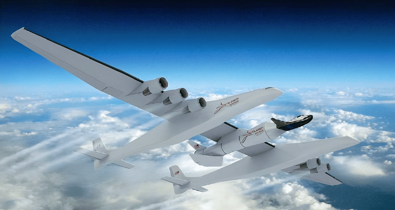 原创世界上最大的双体飞机翼展117米重超226吨能运输火箭上太空