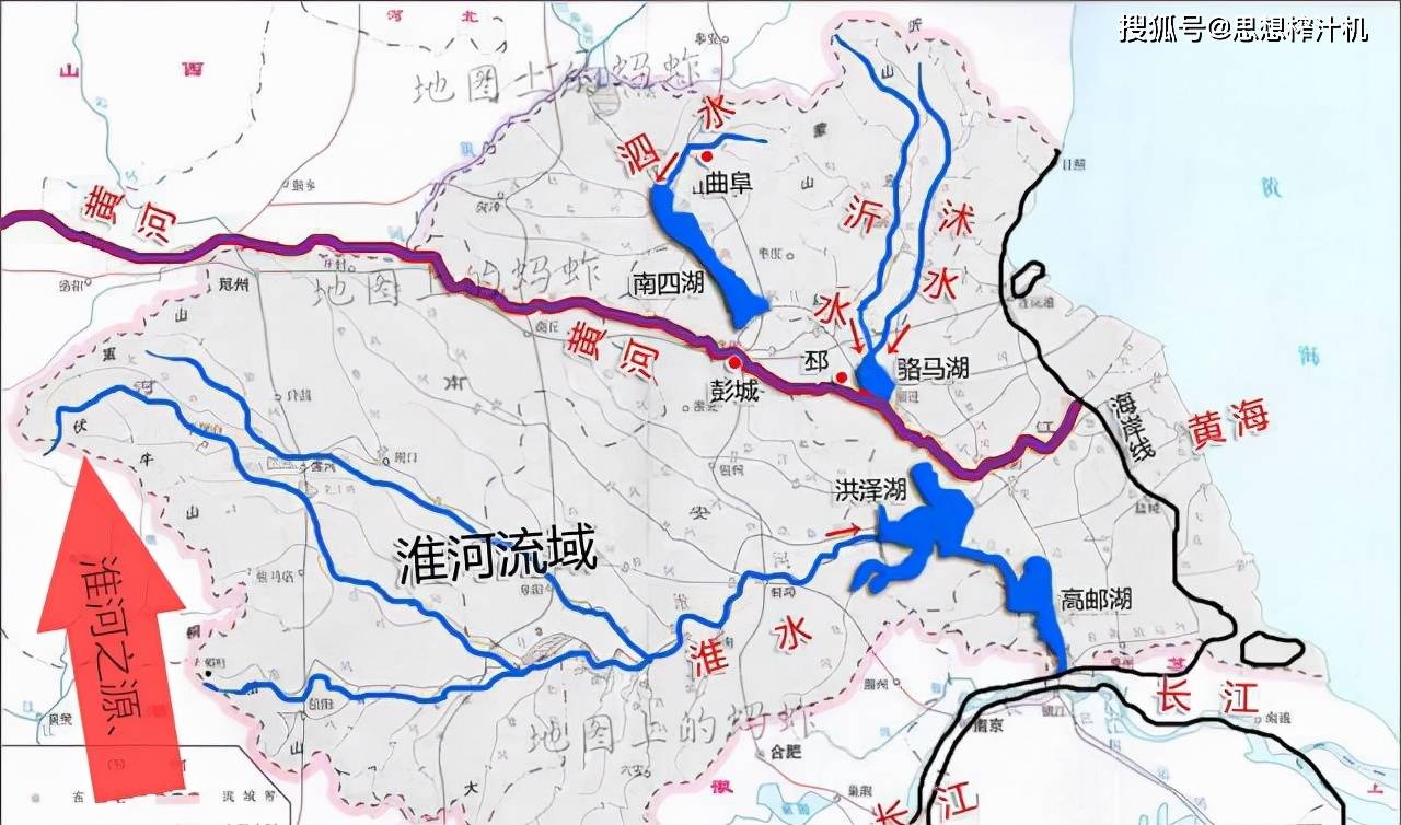 淮河起源地和终点地图图片