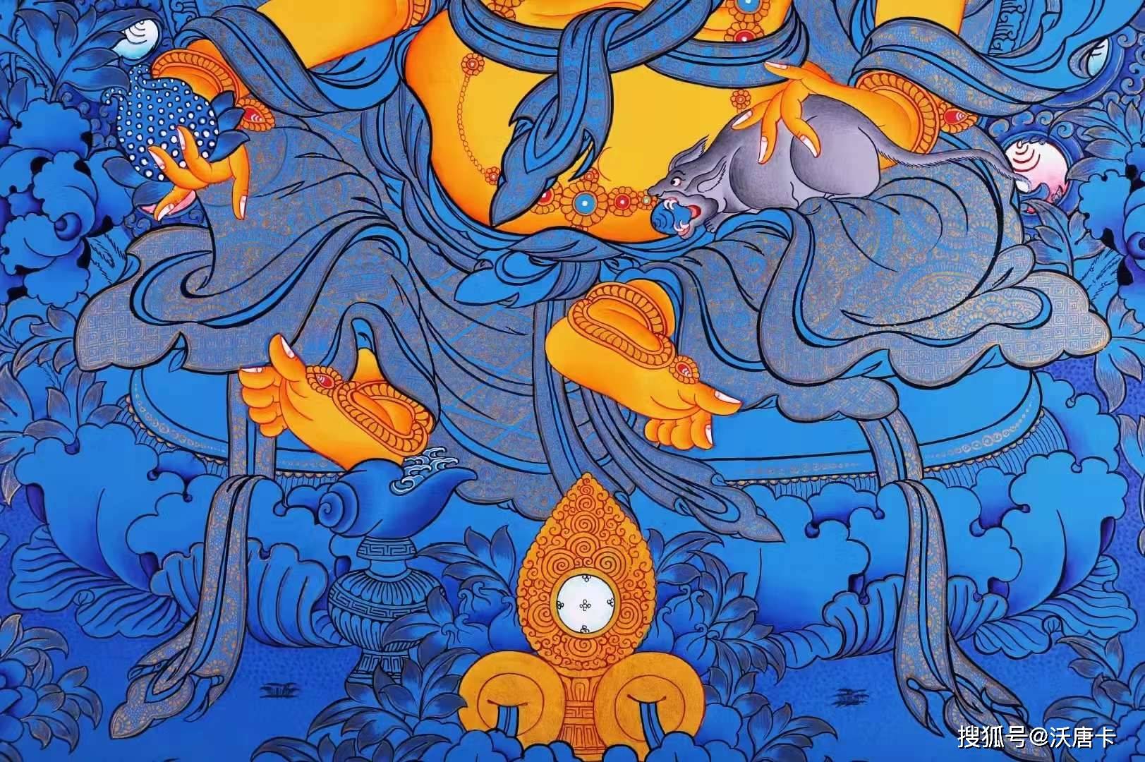 编号为138-131059的黄财神唐卡:要知道,此花在佛教发源地印度备受推崇