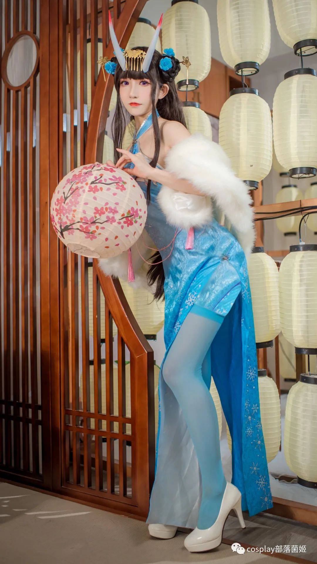 cos碧蓝航线能代蓝色旗袍cos正片衣衣