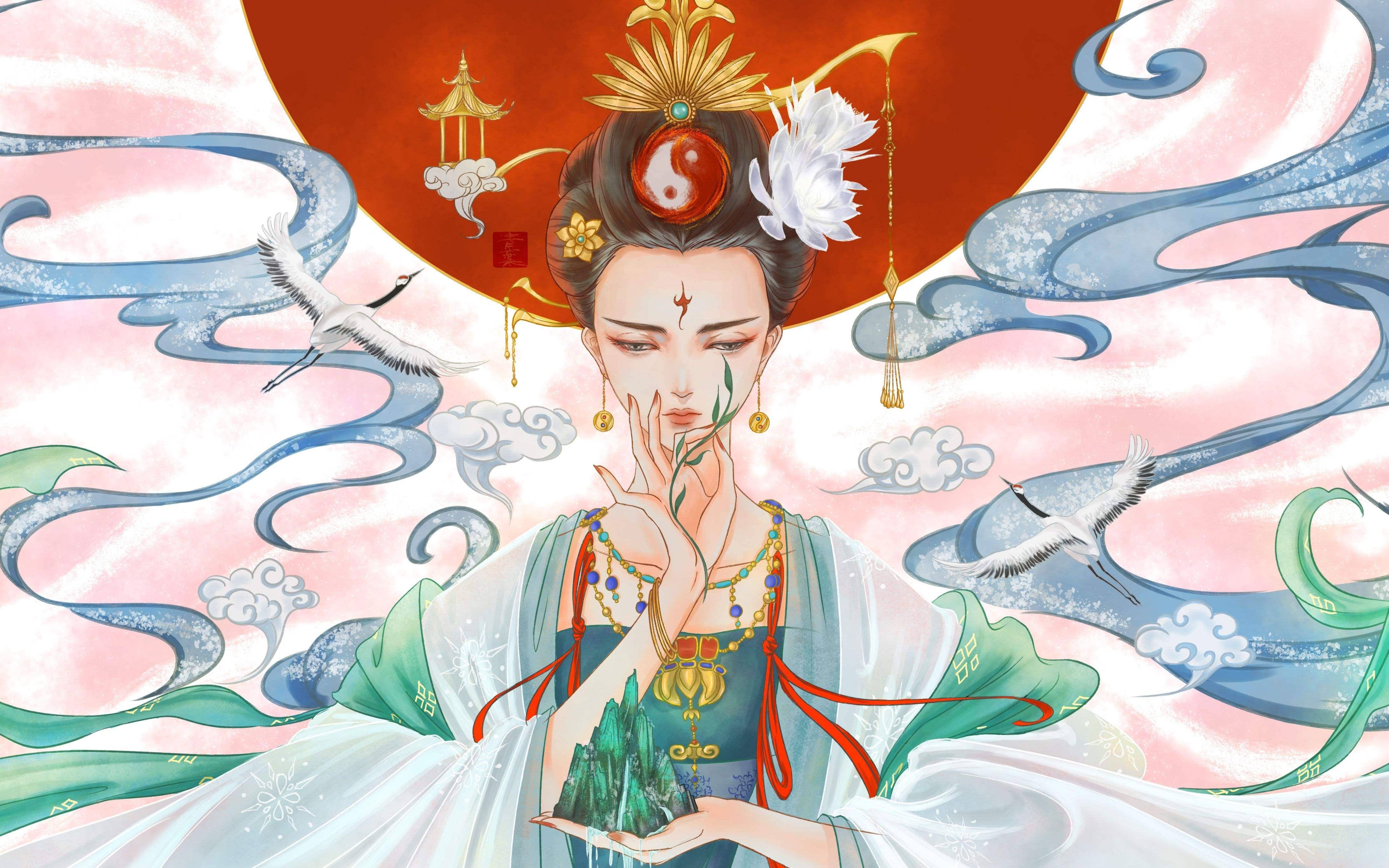 山海经女性人物女神图片