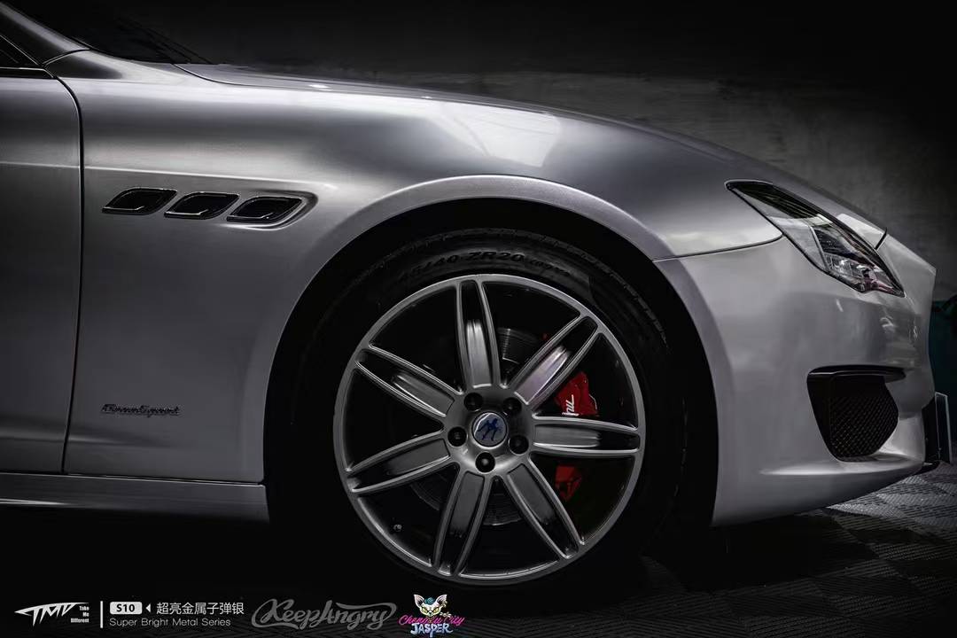 玛莎拉蒂总裁tmd潮牌改色膜超亮金属子弹银_银色_浪花_梦想