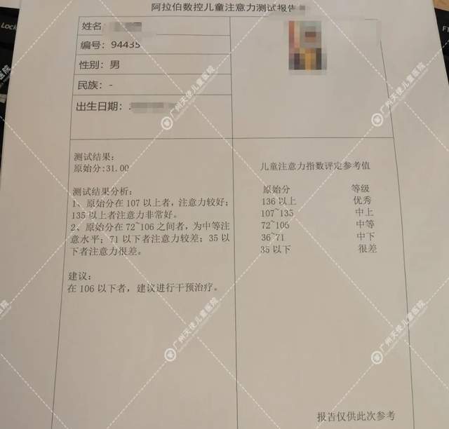 小霄安排注意力测评,感觉统合能力测评,icd-10多动症诊断,检查评估显