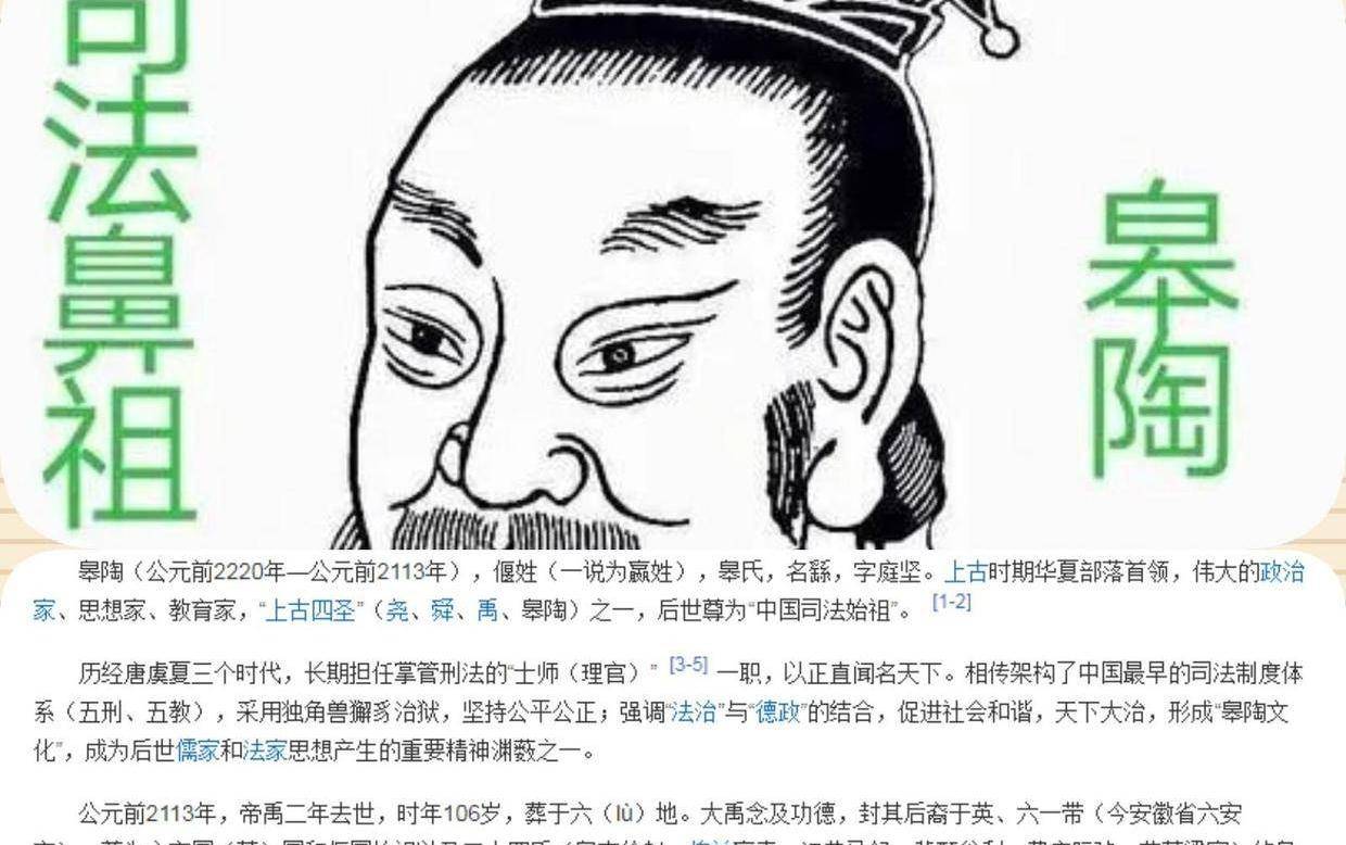 中國的司法鼻祖就是與堯,舜,大禹齊名的