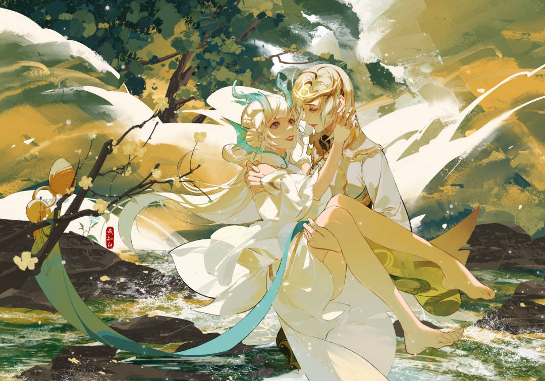 生动美艳的古风美女同人插画将诗词中的意境融入画中故事感强