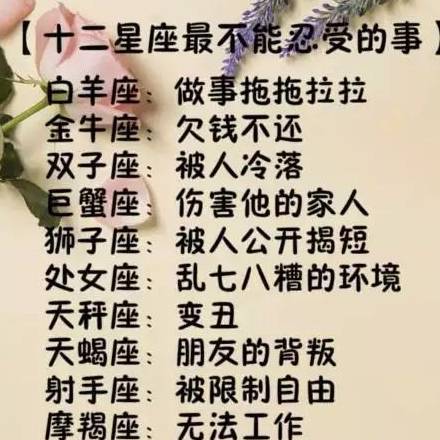 十二星座最不能忍受的事最记仇的星座排行榜