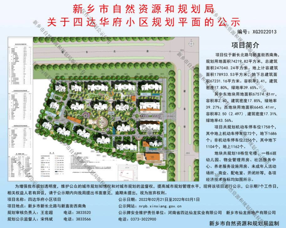 四达华府,项目位于新长北路与新直街西南角,规划用地约111.