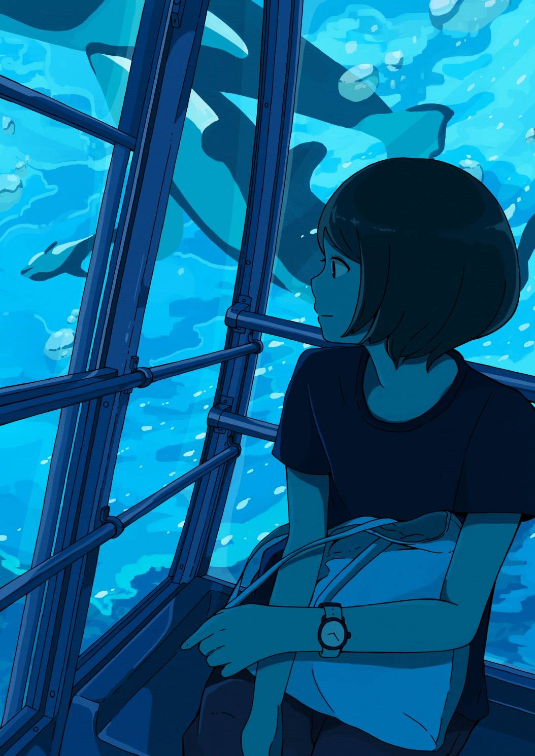 充满简约感的二次元美少女插画透视和构图非常出色风格独特