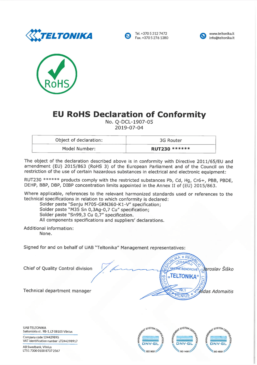 的rohs《符合性声明书》2)certificate of compliance《符合性证书》