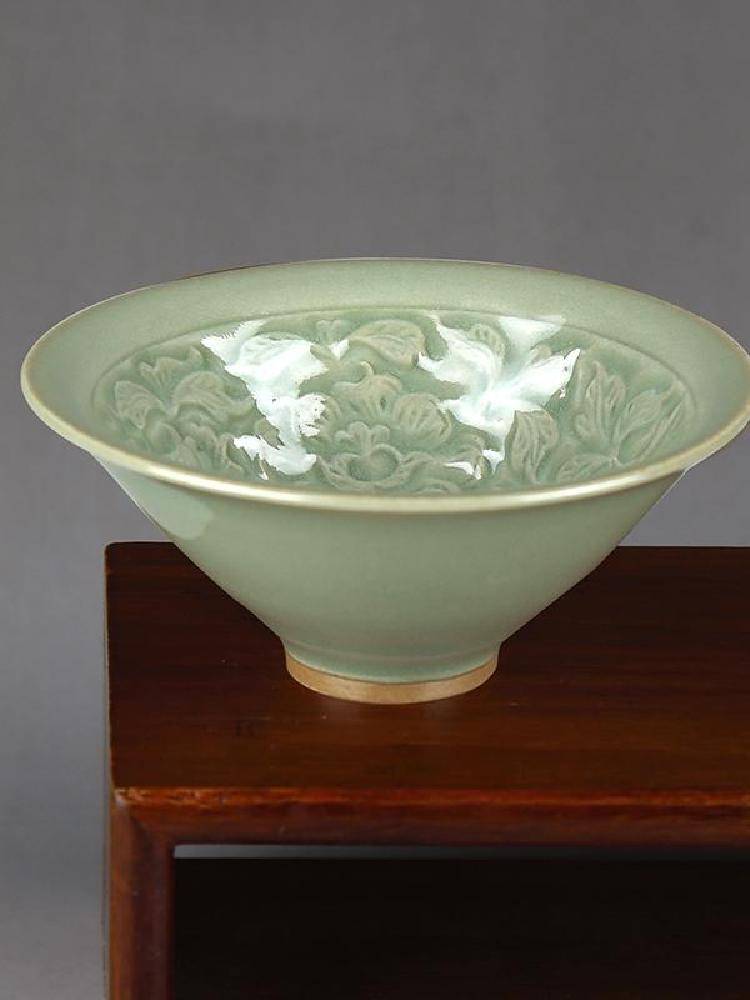 陕西历史博物馆耀州窑青瓷斗笠碗茶杯