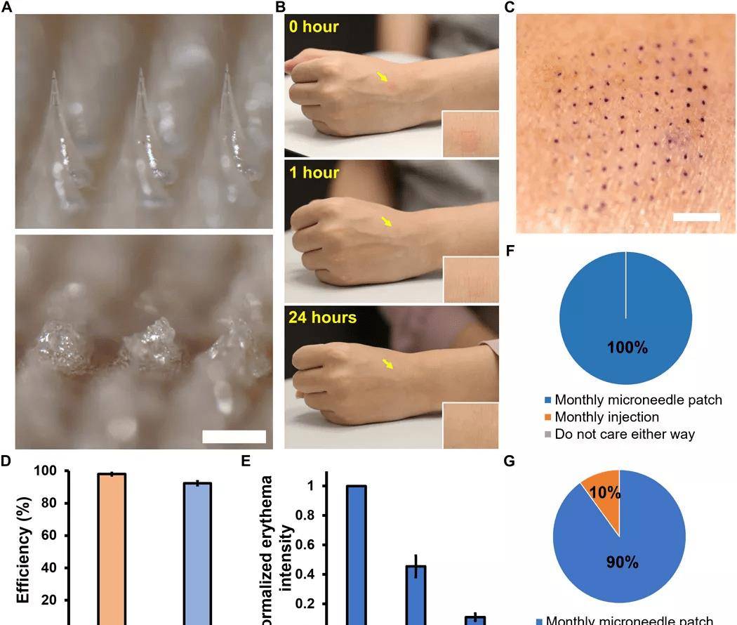 研究人員採取了10名育齡婦女作為樣本,研究了該避孕微針貼片對人體的