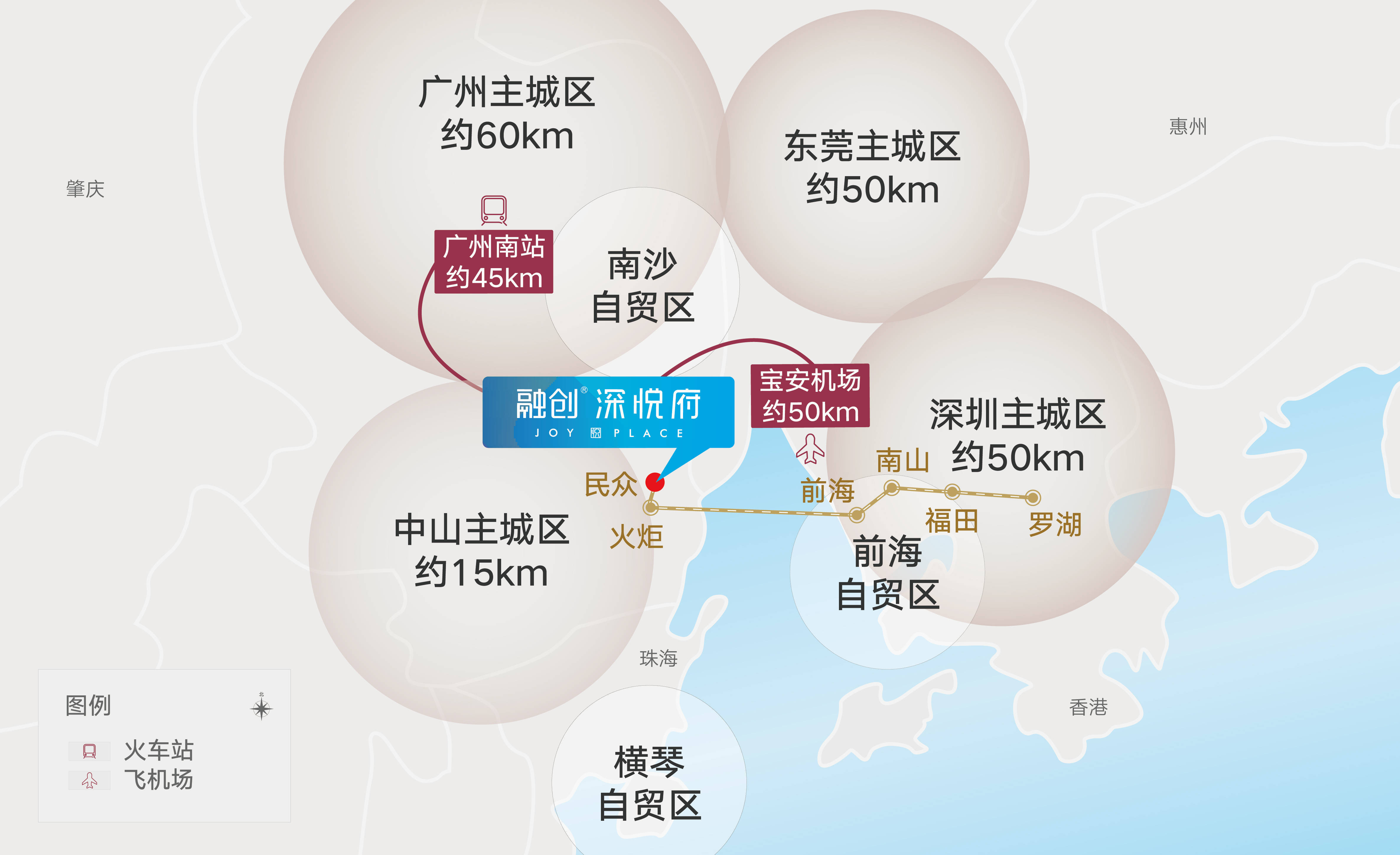 从区位上看,民众街道位于整个粤港澳大湾区的腹地中心,东临深圳前海
