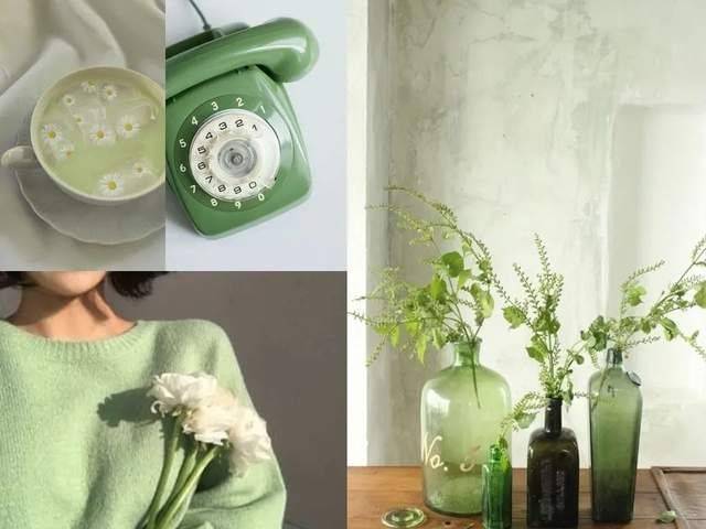 雾霾蓝浅豆绿色乳胶漆配色方案