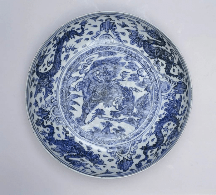 中国美術 青花 麒麟紋 高碗 φ20.5cm(LC254) 中国美術 青花 麒麟紋 高碗 φ20.5cm(LC254)