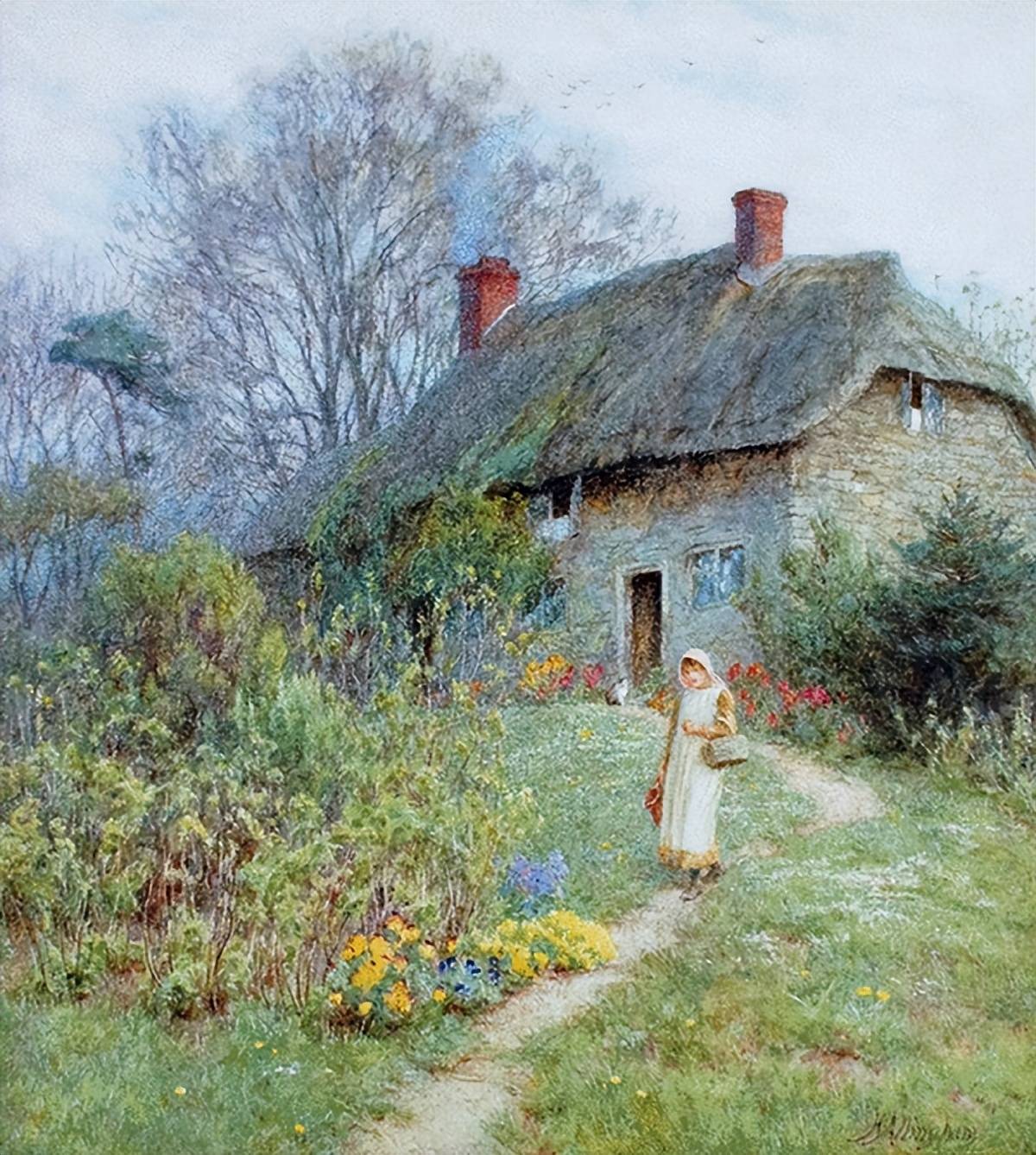英国女画家helen allingham《乡村岁月》作品_海伦·阿林厄姆_人物