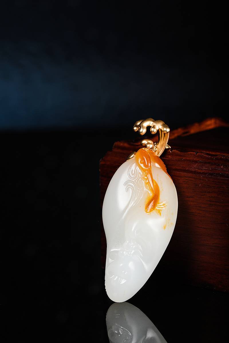 原创玉雕琢魂丨福寿有余新疆和田籽料挂件福寿康宁年年有余