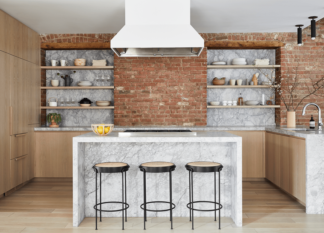 天然大理石打造多功能岛台_空间_独立式_厨房