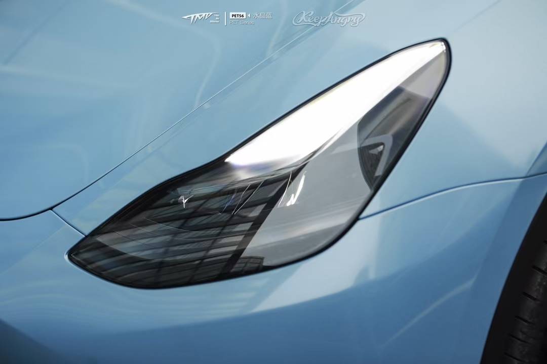 特斯拉modely改色膜tmd潮牌车膜水晶蓝