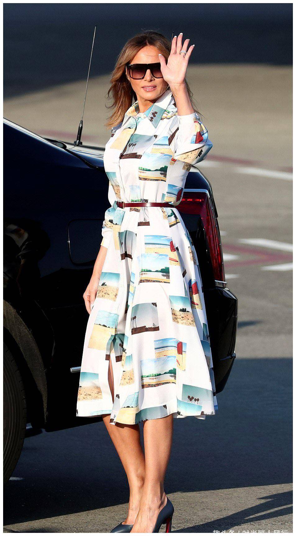 梅拉尼娅一身连体裤装好霸气!