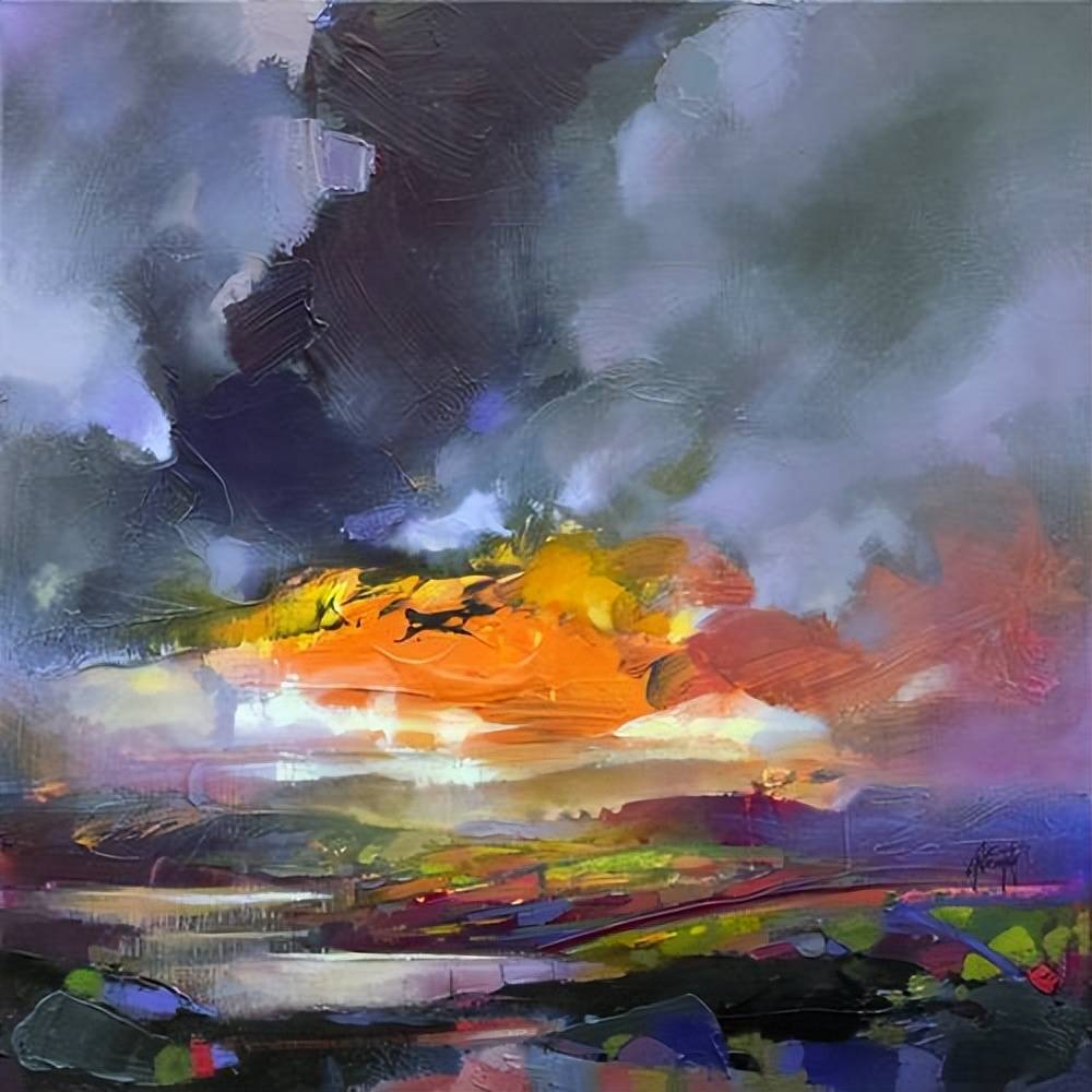 多彩的天空和海色彩丰富艳丽苏格兰画家斯科特奈史密斯67的油画