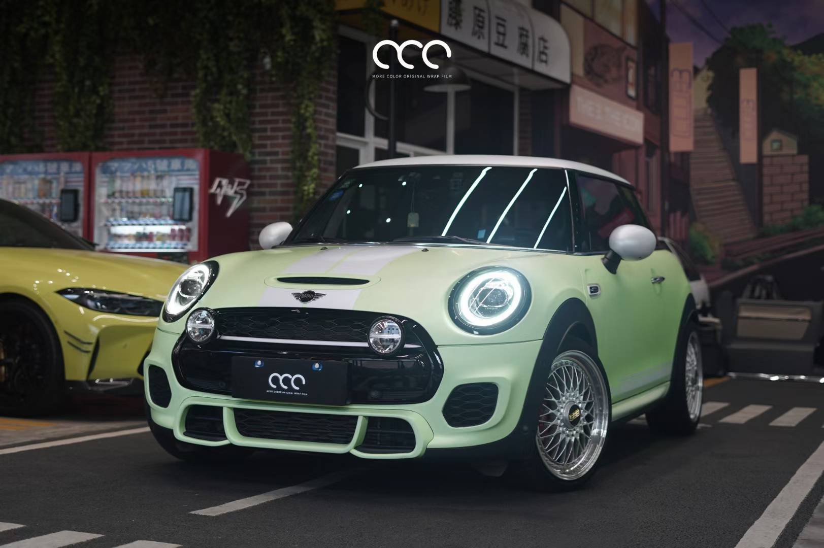 宝马mini漫彩改色膜pet轻芥绿