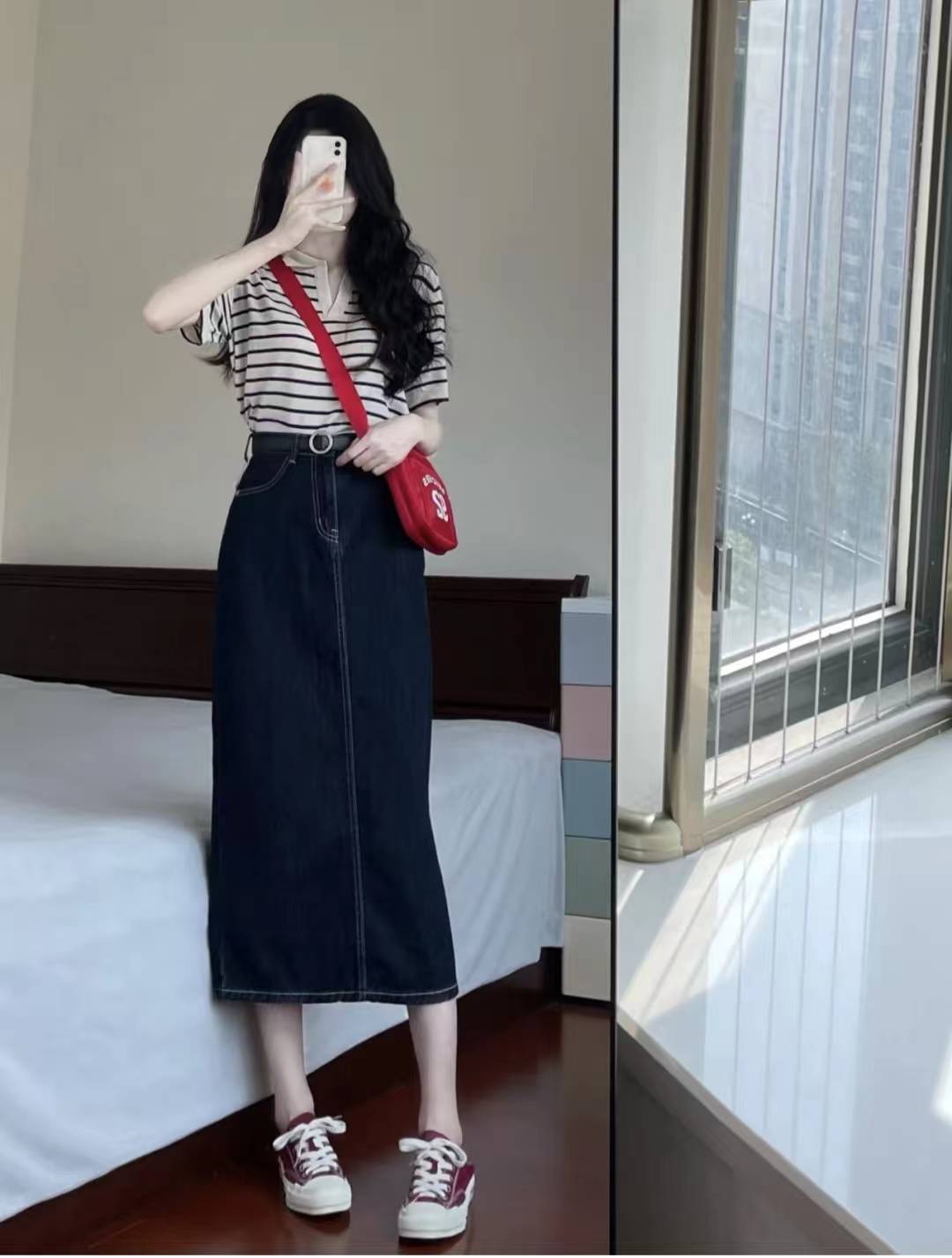 原创夏天半身长裙配什么上衣和鞋子好看