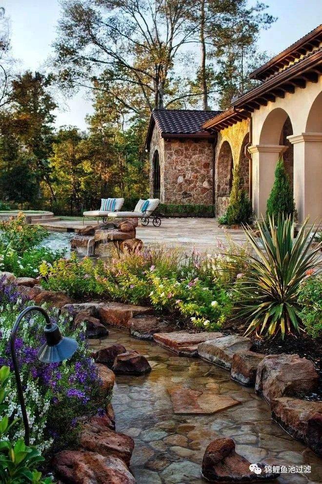 庭院鱼池这样设计,实在太美了!_池塘_水池_花园