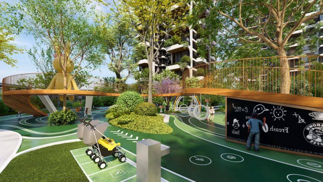 有磨菇造型的森林树洞,有疯狂的免子ip,有儿童软沙坑,摇马,翘翘板,蹦